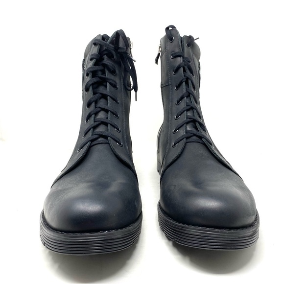 V Italia Men’s Black Leather Lace Up Moto Boots style 205 main image 6